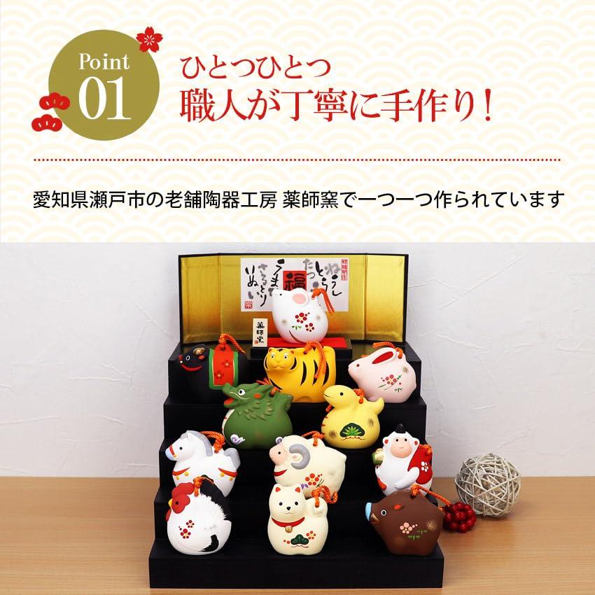 Osaka Choseido Zodiac Ornament New Year Decoration Decorated Every Year Zodiac Ceramic Original Wooden Tag Free Bonus Snake Snake Snake Suzu Tiered