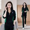 Casual Sports Suit Women's Spring and Autumn Fashion Western Style Slimming Stand-up Collar Sweater Wide-leg Pants Two-piece Suit