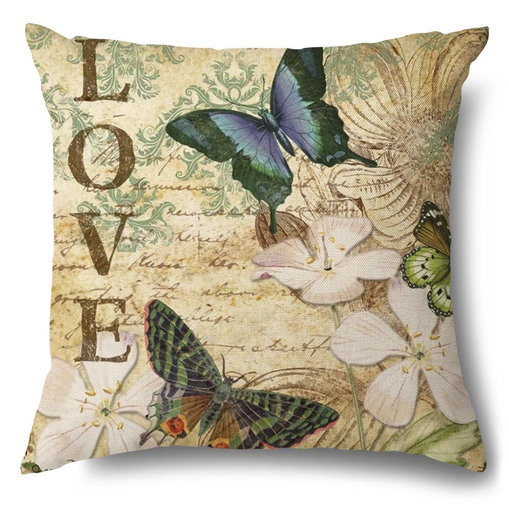 1pcs Retro Printed Anti Linen Pillowcases Office Living Room Floral Cushion Cover Bedroom Bay Window Decorative Pillowcase Easy To Wash Pillowslip
