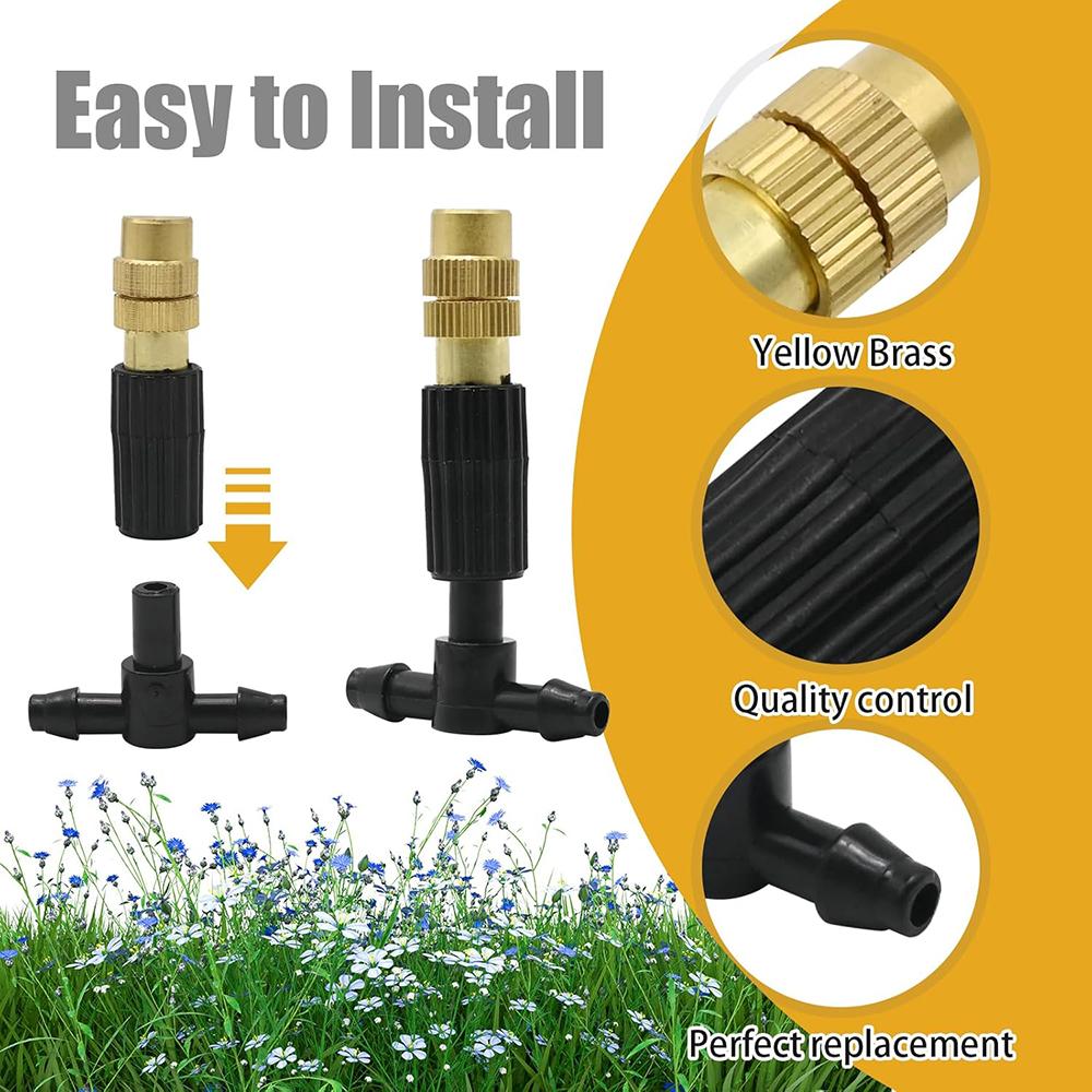10 Stück Messing Zerstäubungsdüse, Bewässerungsfittings-Set, 1/4-Zoll-Anschlussportdüse, für Garten, Bewässerung, Gewächshaus, Rasen