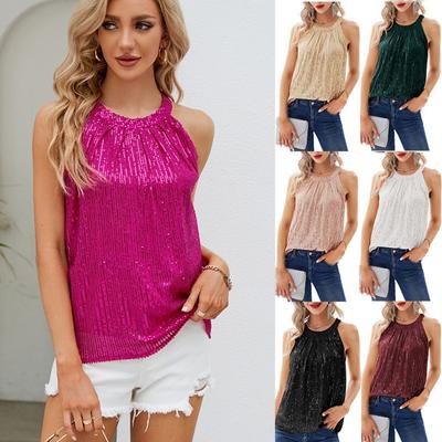 Sommer Neue frauen Pailletten Leibchen Party Weste Shirt