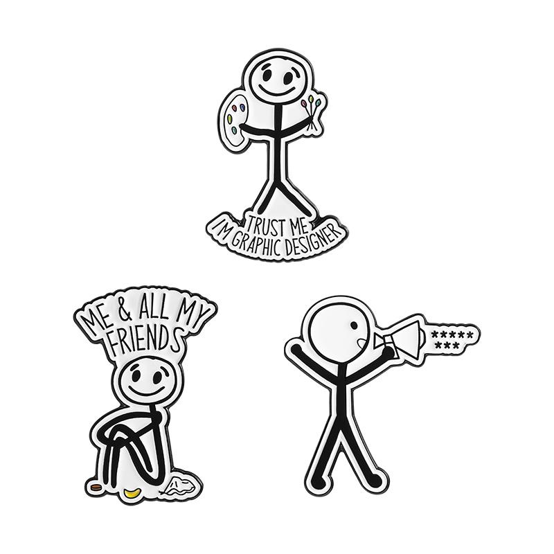 Painter Line Man Enamel Pins Custom TRUST ME I'M GRAPHIC DESIGNER Brooches Lapel Badges Clothes Funny Jewelry Gift for Friends
