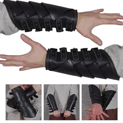 Gotische Handgelenksrüstung mit verstellbarer Schnalle Dekor Punk Krieger Renaissance Pirat Ritter PU Piraten-Armband