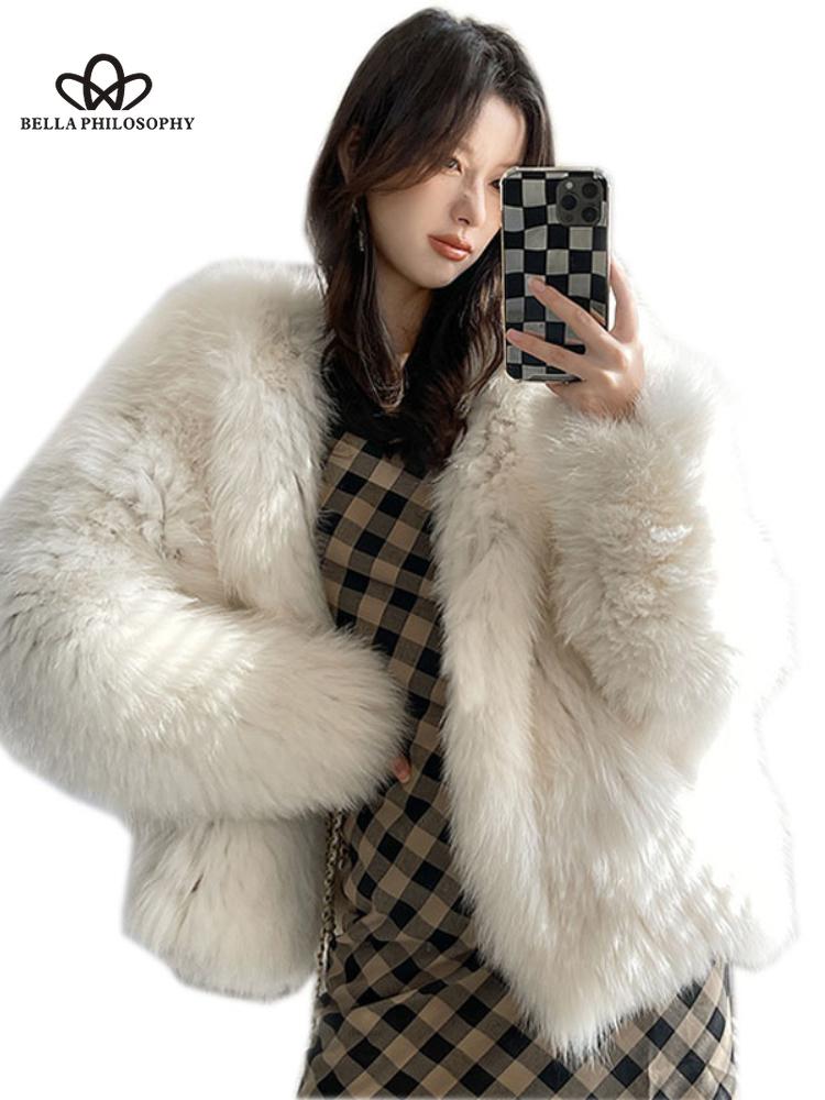 Kvinne Vinter Langermede Klær Mote Fuskepelsjakke Elegant Tykk Varm Fuskepelsjakker for kvinner