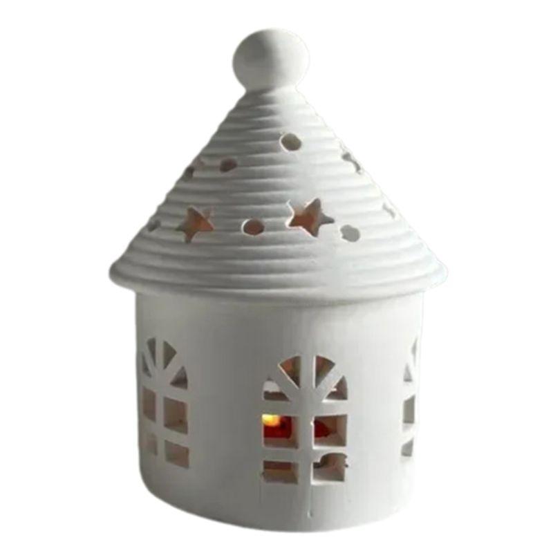 T02C!Round Starry House Silicone Mold Tealight House Lantern Houses Cement Gypsum Clay Casting Epoxy Resin Mold Decor