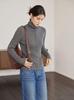 Women's Ribbed High Collar Wool Sweater - Slim Fit Convertible Lapel for Autumn/Winter
