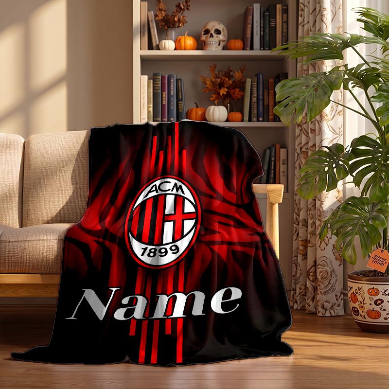 AC Milan Custom Flannel Blankets Soft Warm Cozy Throws for Home Decor Holiday Gifts