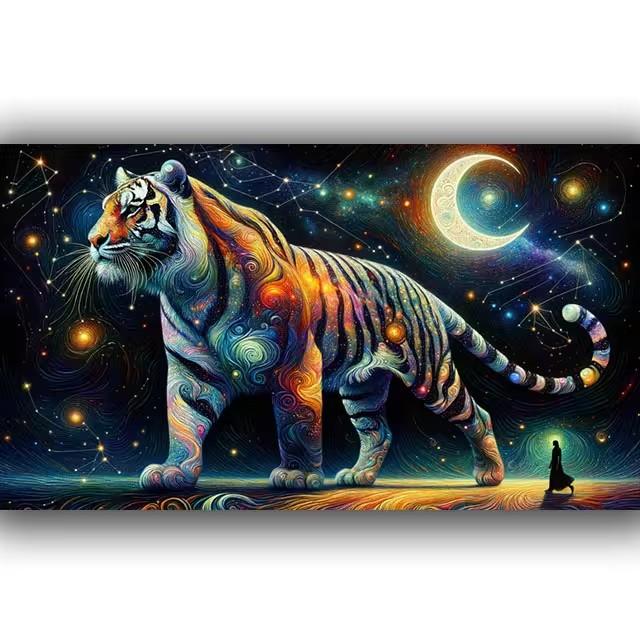 

Мистический Свирепый Тигр, Лев, Леопард Большая 5D DIY Алмазная Живопись Вышивка Крестом Облака Пейзаж Полная Мозаика Алмазная Вышивка Full Round 50x100CM