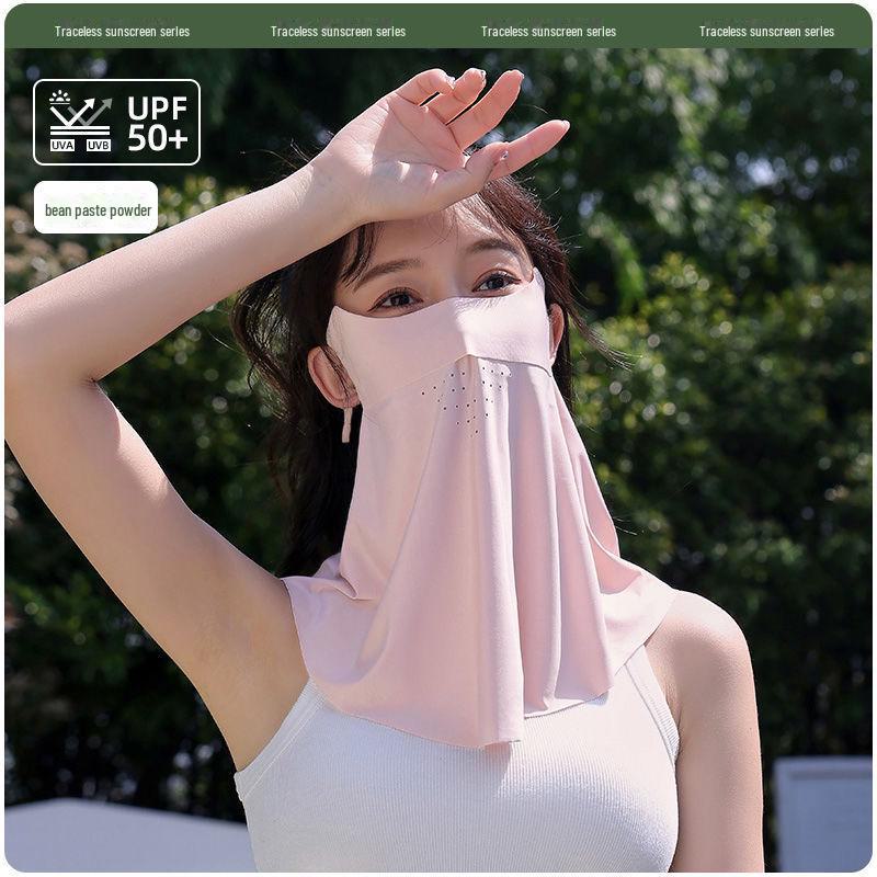 Maschera Solare da Donna in Seta Ghiaccio con Protezione UV per il Viso Completo e Copertura del Collo