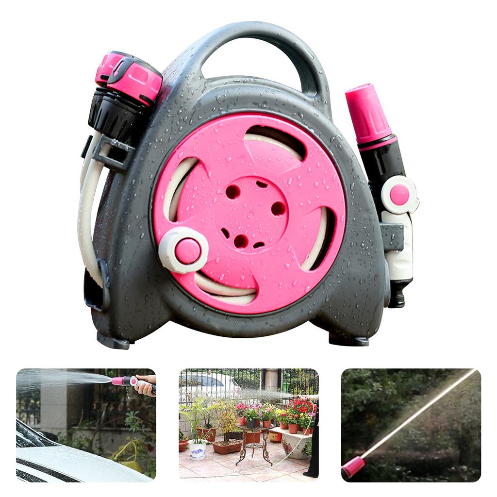 Retractable Garden Hose Reel 37.7Ft Portable Water Hose Reels for Outside with 3 in 1 Sprayer Nozzle Auto Spray Lock