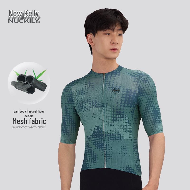 

Men’s Breathable Quick-Dry Cycling Jersey for Spring & Summer - Short Sleeve Road & Mountain Bike Gear Large зелёный