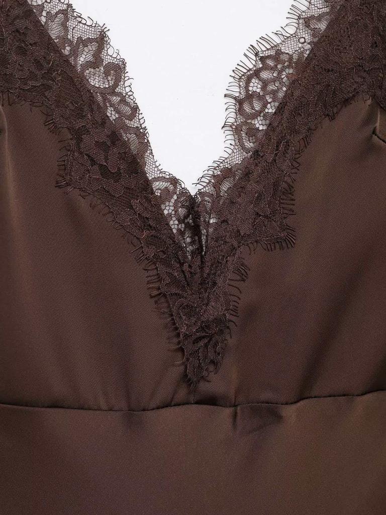 Summer Women's Sexy Spaghetti Strap Dress in Black/Brown