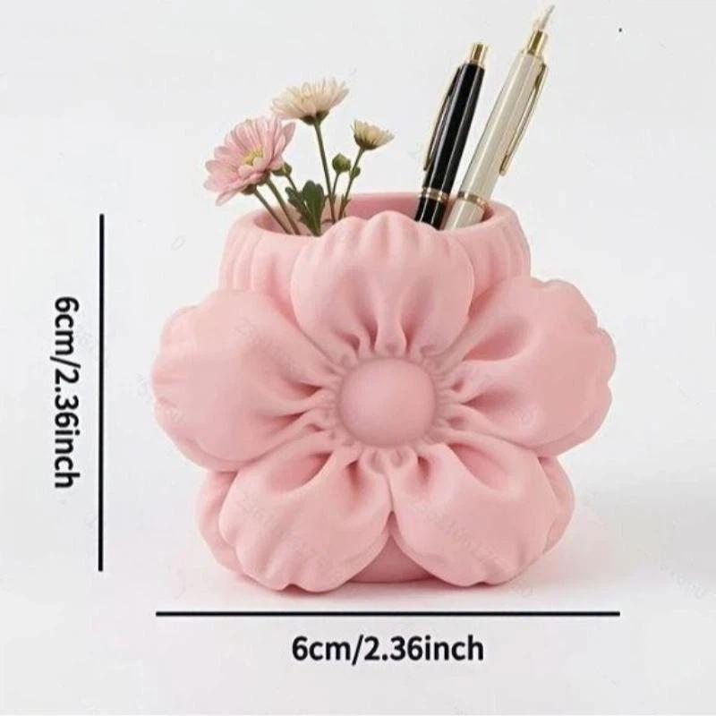 Eco Friendly 3D Printed Silk Flower Makeup Brush Holder Stylish Vanity Storage for Cosmetic Brushes Lipsticks