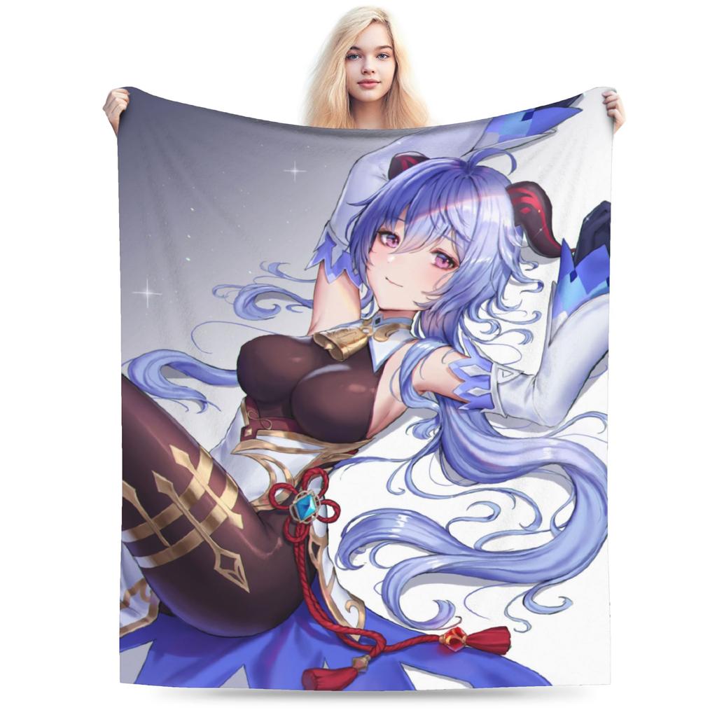 Genshin Impact Venti Blankets Velvet Summer Air Conditioning Barbatos Anime Multi-function Warm Throw Blanket for Bed Car Quilt