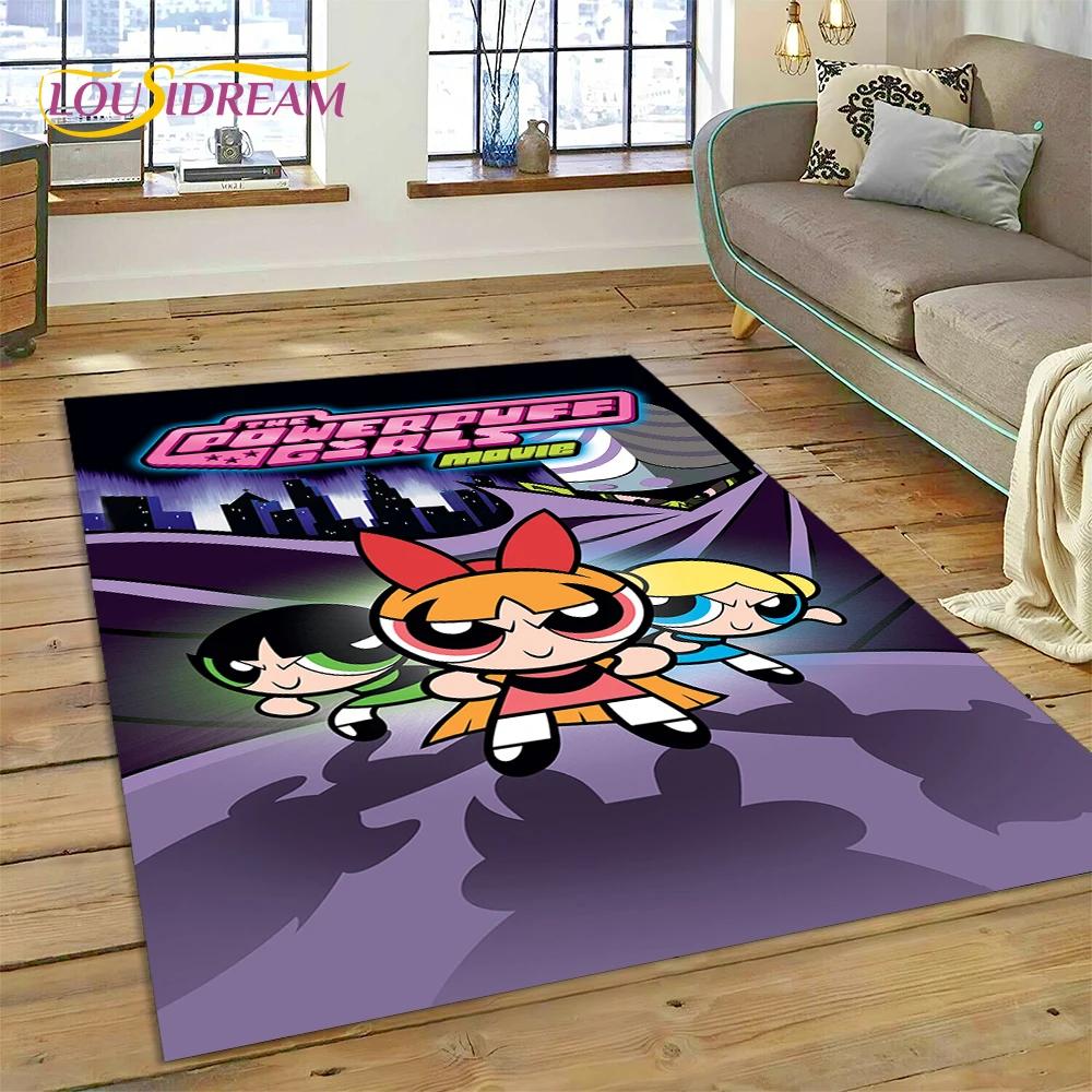 Animacinis Mielas P-Powerpuff Mergaitės Kilimas Kilimėlis Miegamajam Svetainei Namų Sofos Dekoravimas, Vaikų Žaidimų Didelis Dekoras Grindų Kilimėlis Dovana