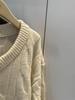 Euro-American Autumn/Winter V-Neck Cashmere Wool Cable Knit Sweater - Women's Loose Fit Long Sleeve Top