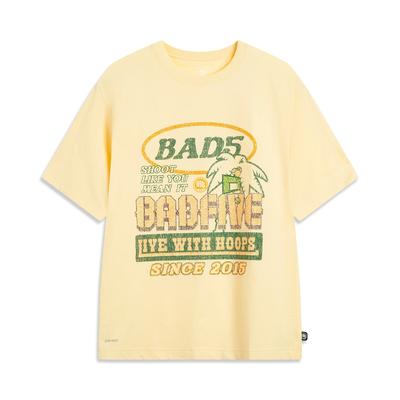 Li Ning Basketball Series Bad Five Printed Letter Breathable Versatile Loose Short Sleeve T-Shirt Men Tops AHSV225-6
