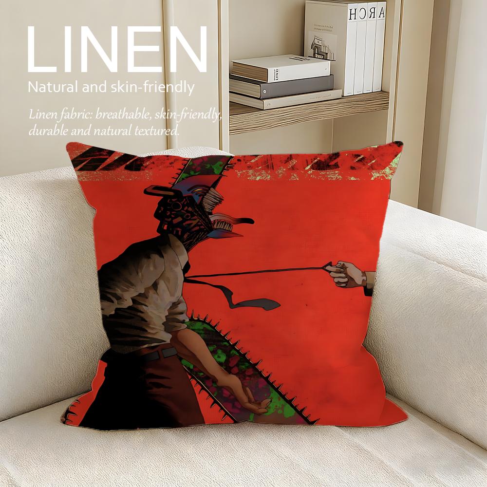 Action Chainsaw Man Cushion Cover Pillowcase Set Pcs x x Breathable Washable Sofa Cushion Cover