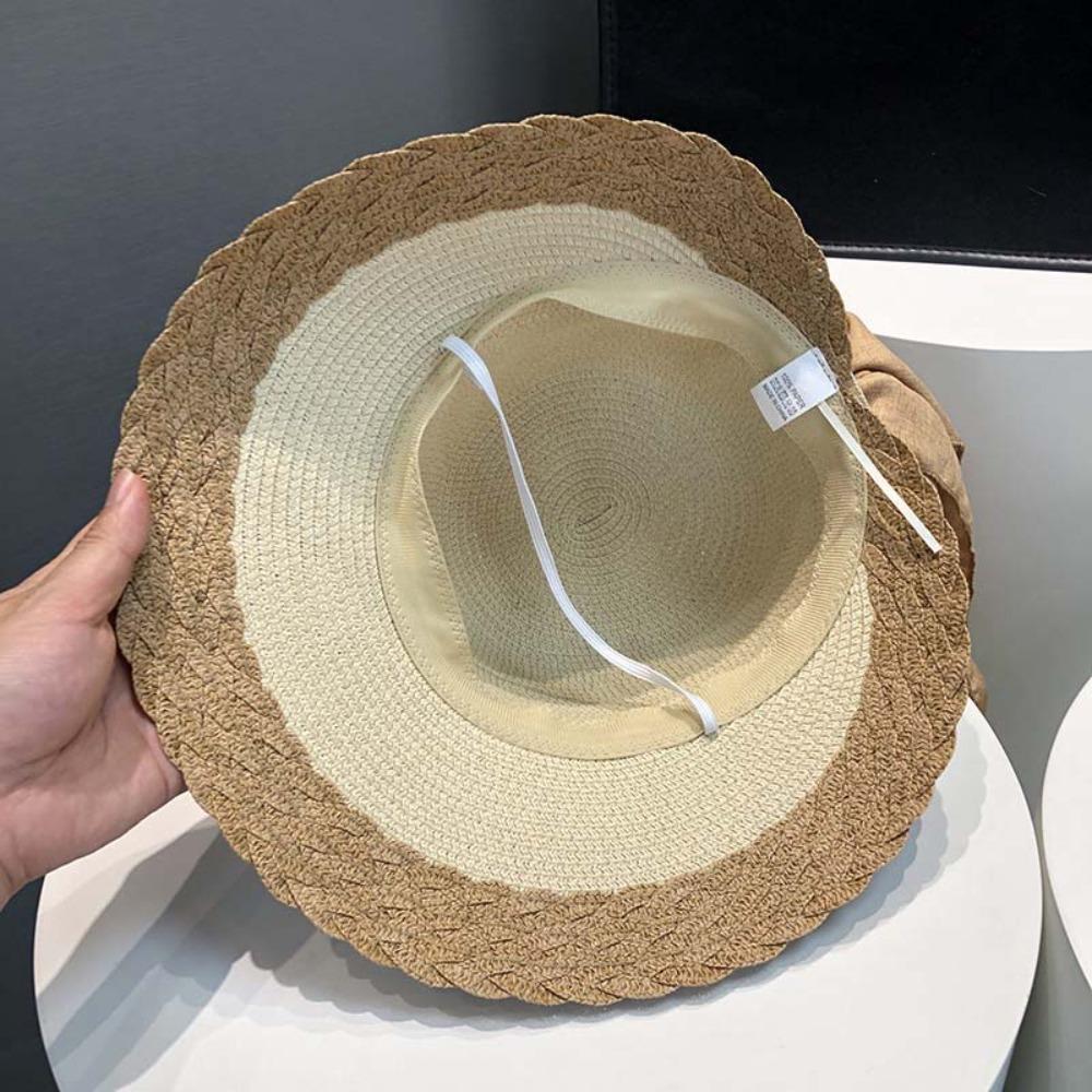 Foldable Big Brimmed Woven Cap Hollow Out Bucket Hat Straw Weaving Beach Hat  Seaside