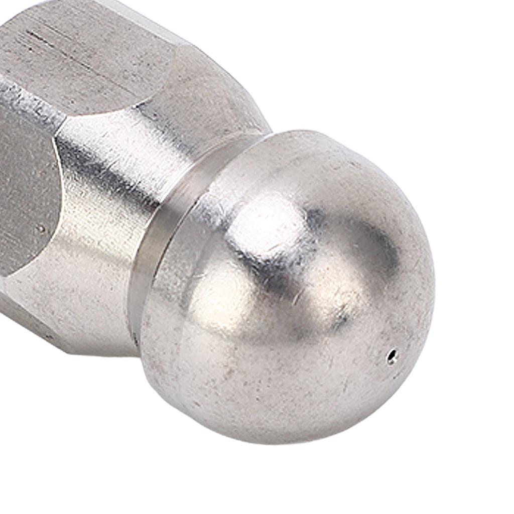 5000PSI High Pressure Washer Nozzle Pipe Dredging Cleaning Nozzle Stainless Steel Jetter Nozzle Ball Head Front 1 Rear 3 Holes G3/8in