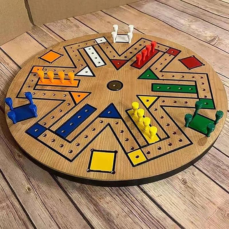 Board Game Classic Wooden Fast Track Desktop Game Flying Chess Painted Educational Toy 4 And 6 Players Family Games