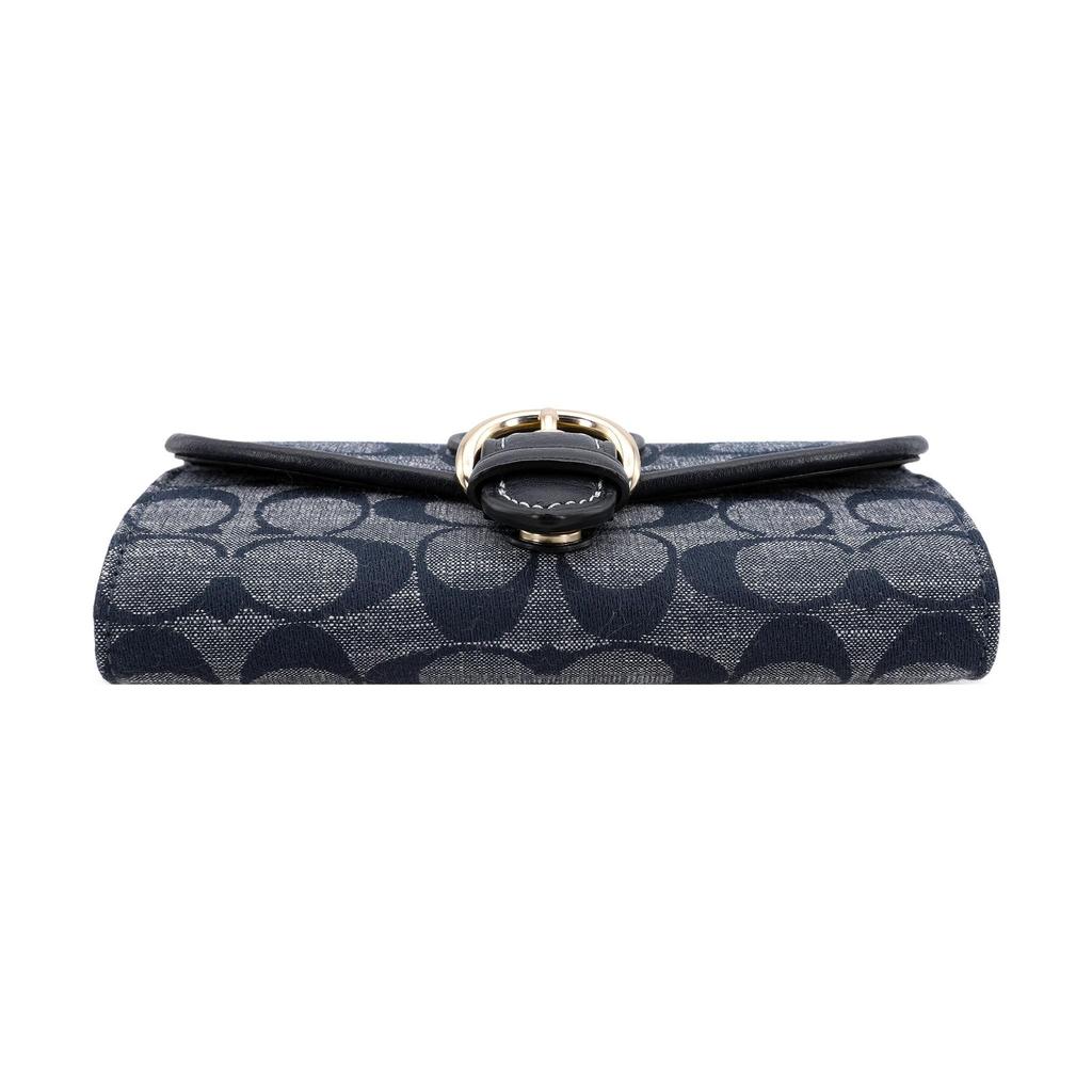 Coach Kleo 15 Classic Monogram Leather And Fabric Mini Clutch Women Clutch Denim-Blue C8308-IMDEI