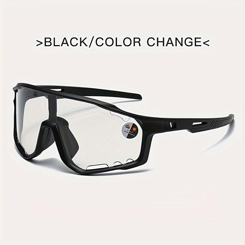 1PC men's and women's integrated light-changing bicycle glasses, large frame PC material, sports glasses with anti-glare glasses, for protection