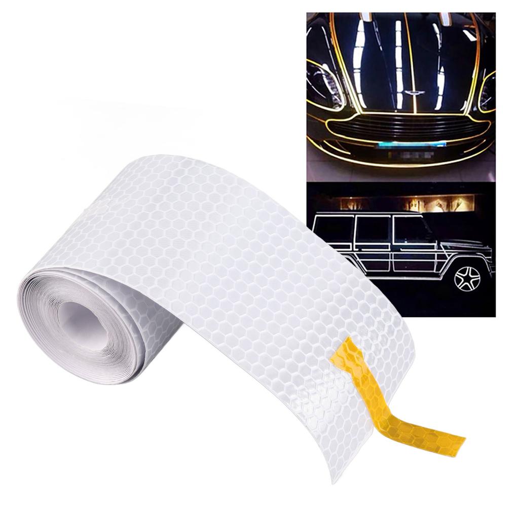3 Meter * 5cm Car Body Reflective Tape Strip Stickers Safety Warning Decal Trim (White)