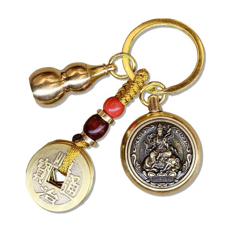 Zodiac Guardian Keychain: Brass Handle with Five Emperor Coins for Attracting Wealth and Fortune – Bestseller for Vendors