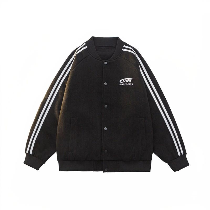 Dopamine Baseball Collar Jacket for Men and Women In The Same Style Spring and Autumn New Hong Kong Style Striped Couple Jacket