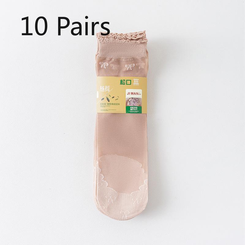 

10 пар женских ультратонких свободных чулок, нескользящие короткие шелковые чулки, дышащие, влагоотводящие, свободные послеродовые короткие чулки 10 pairs