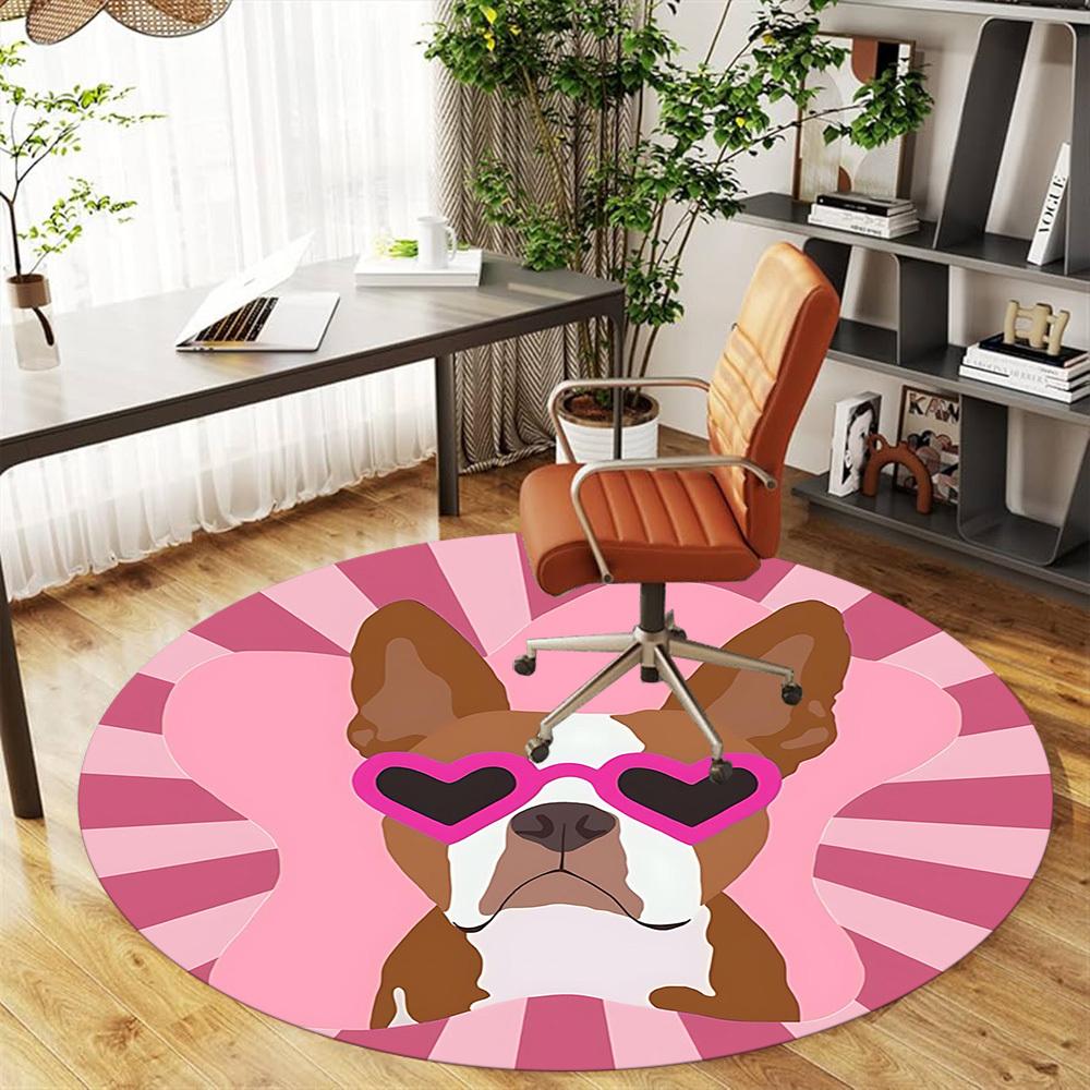 1pc dog heart Round Chair mat Area Rug - Non-Slip, Floor Mat for Office, Bedroom, and Indoor Decor c1125031