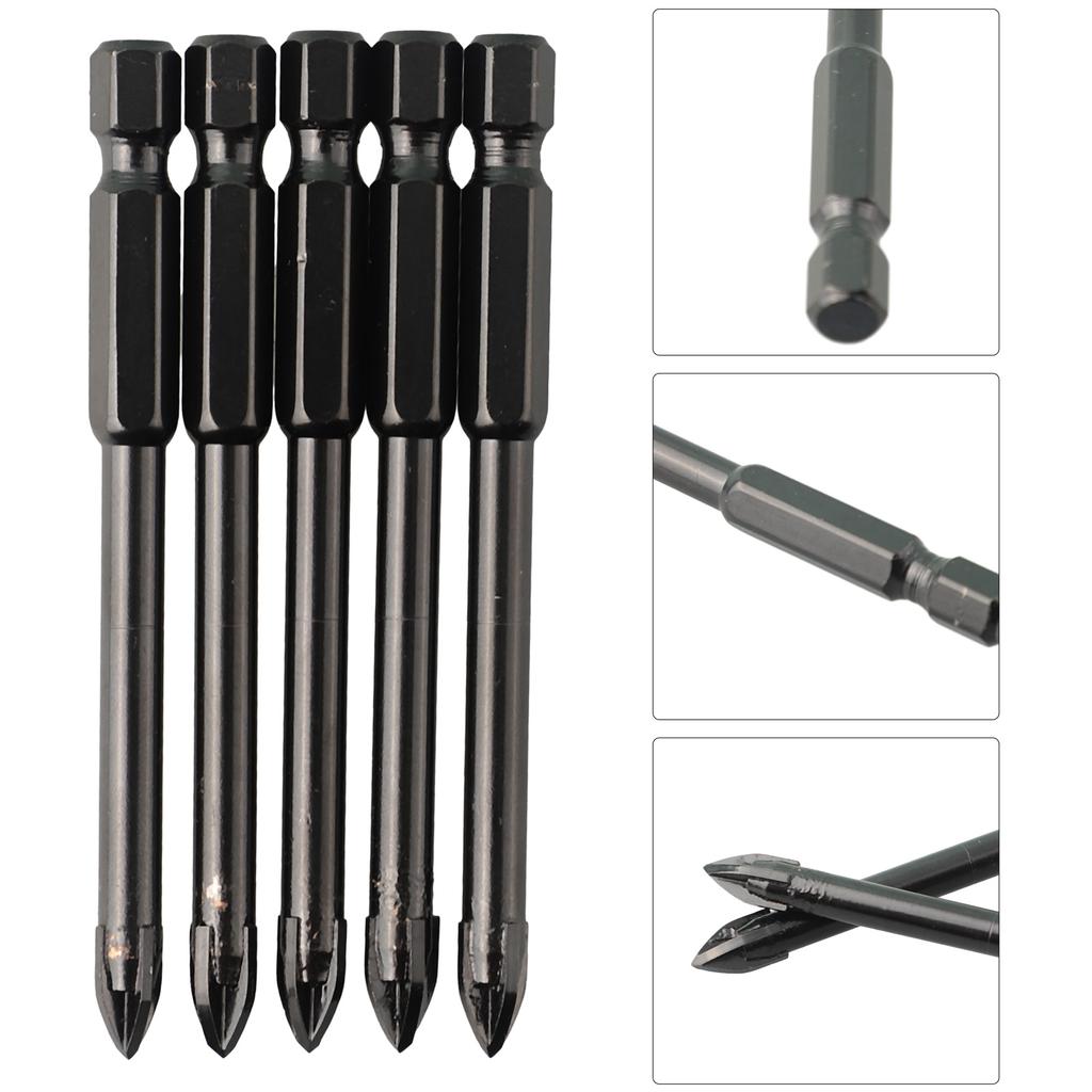 Marble Porcelain Brick Ceramic Glass Tile Hex Shank Drill Bits Black Triangular YG6X Alloy 74mm Multifunctional
