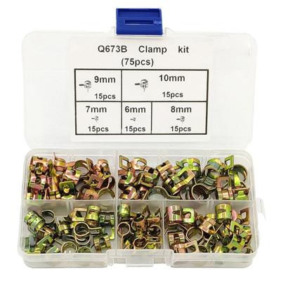 Κιτ σφιγκτήρες σωλήνων 75 τεμ. 6-10 mm με ελατήριο Cpu Fuel Hoop Pipe Clamp Σφιγκτήρας σωλήνα Μεταλλικός συνδετήρας