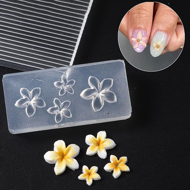 5D Flower Mold Nail Carving Mould Stencils Plumeria Flower Spring Nail Art Decorations Manicure Template Diy Manicure Decor Tool