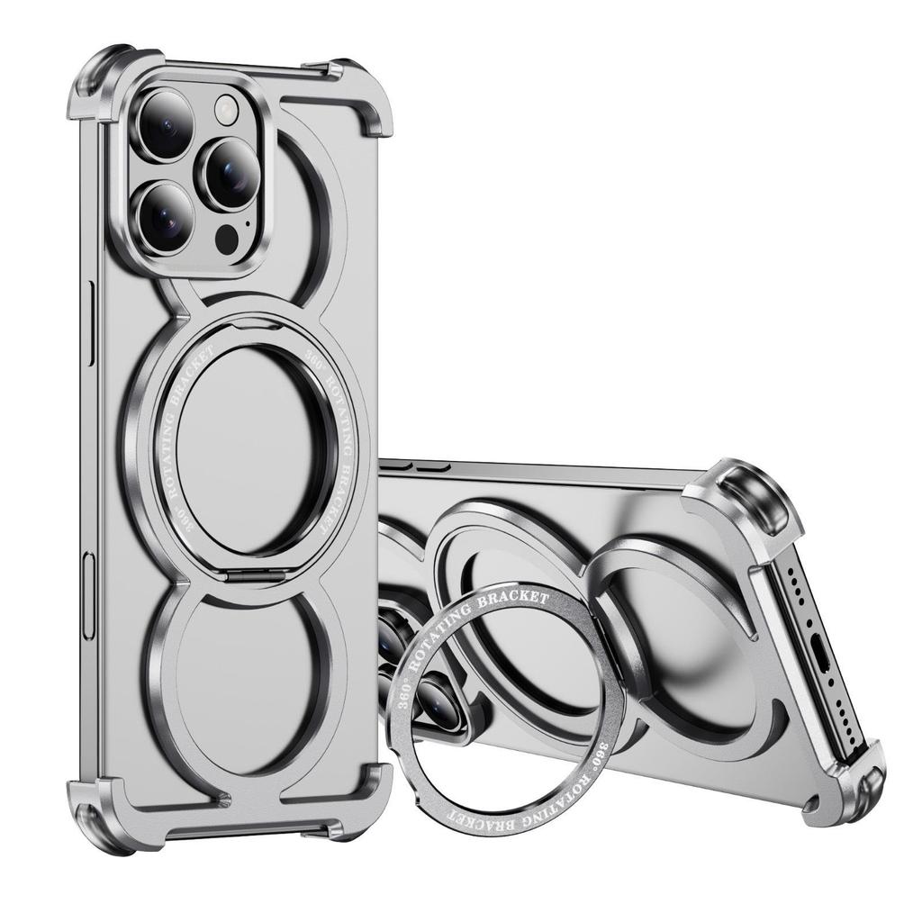 Apple 16 ProMax Magnetic Rotating Metal Phone Case for iPhone 15