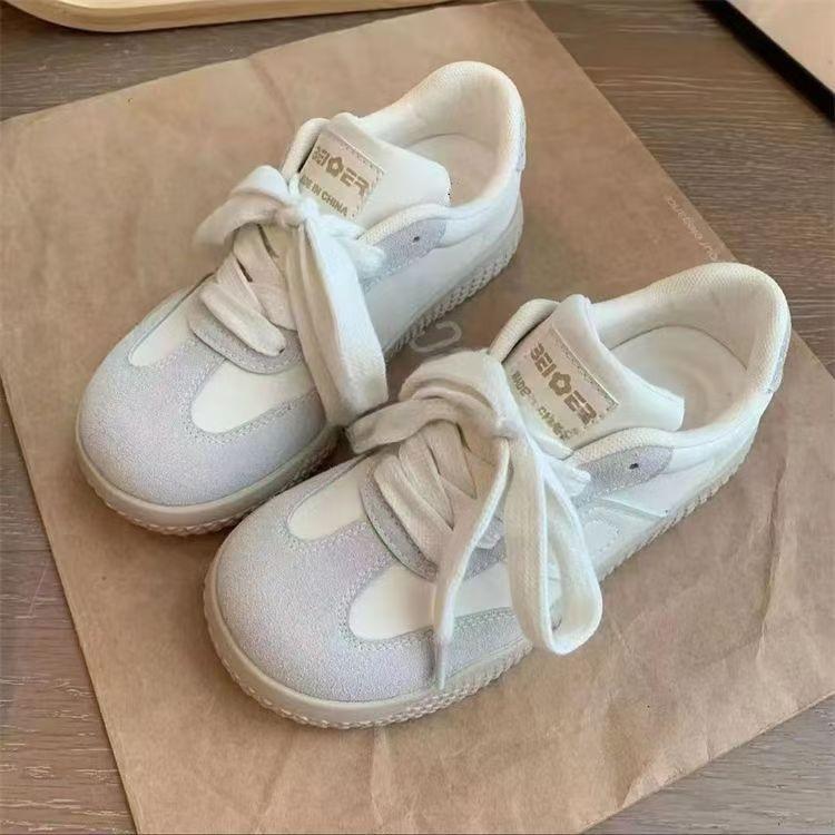 Pink Thick Baseplate Shoes Women's Moral Training 2025 Autumn New Chic Niche Versatile Student Sports and Leisure White Shoes