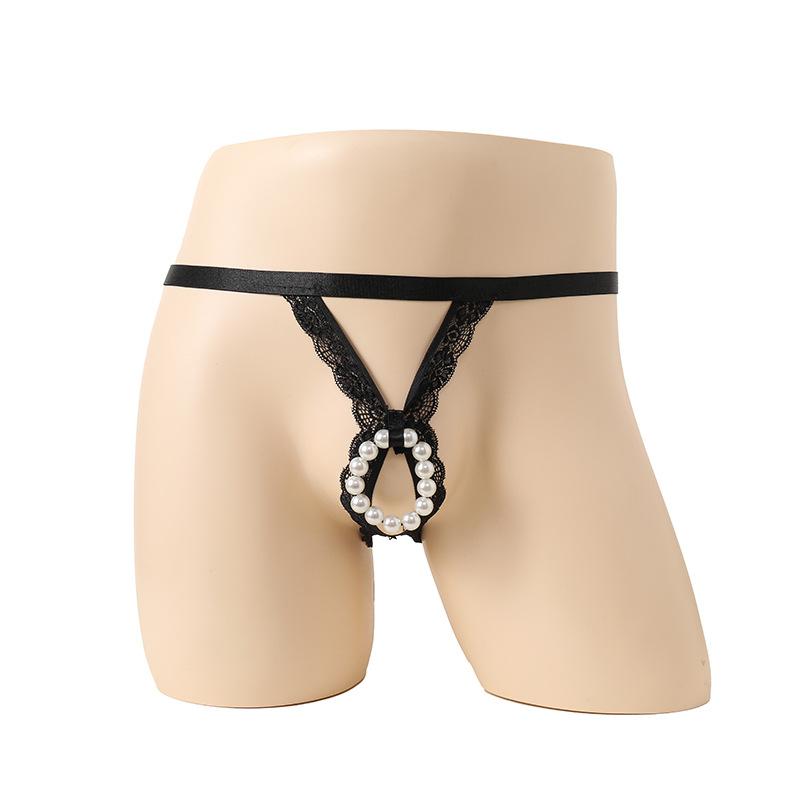 Men's elastic underwear hollow leak pp lace ribbon four-corner sex underwear men's sex underwear