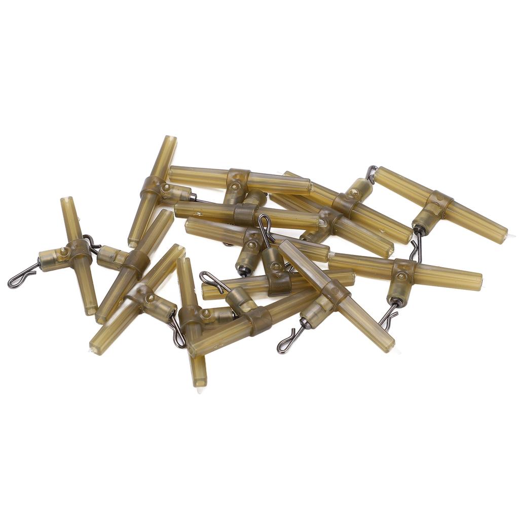 15pcs Fishing Crimp Swivel T Shaped RRing Reusable Portable Green Crossline Tackle Connector