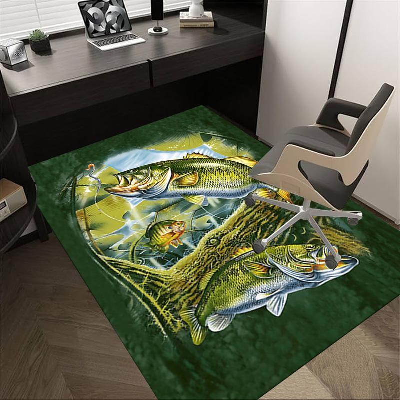 

1PC Fishing, Fish Non-Slip Floor Carpet Compatible for Office&Living Room&Bedroom&Dining room - Flat-Weave Machine-W231 60cm by 90cm