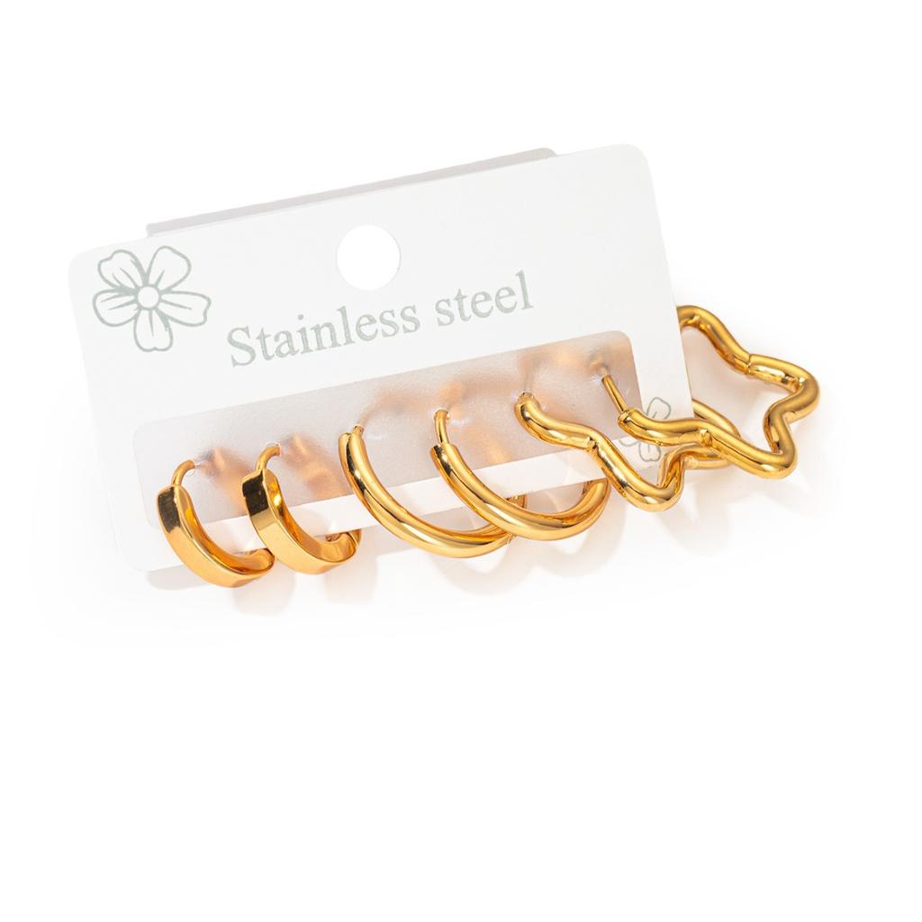 Set Hoops, Stainless Steel Hoop Earrings for Women, Geometric Round Square Huggies Hoops Earrings Cartilage Punk Jewelry