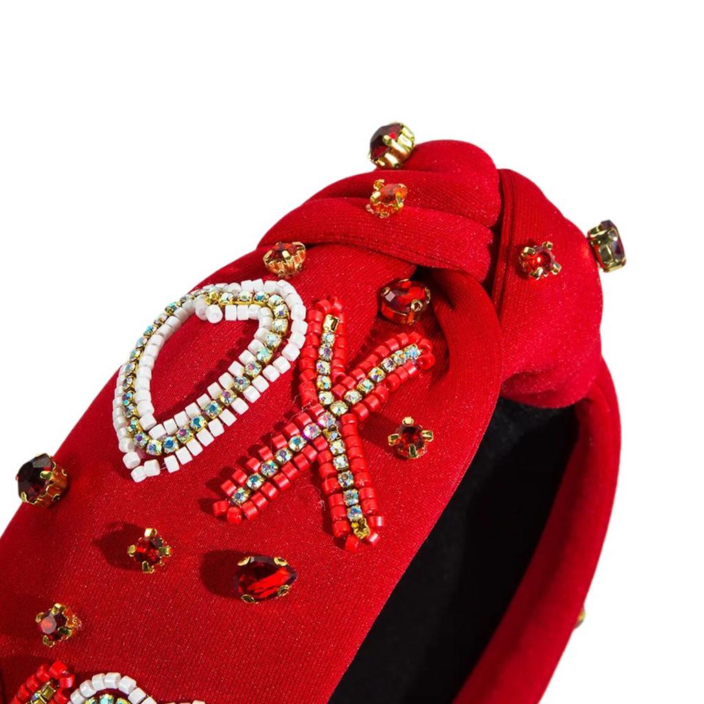 Candy Color Knotted Headband Rhinestone Embellished Hairband Wide Top Knot Headbands Headwear Hair Accessory for Women