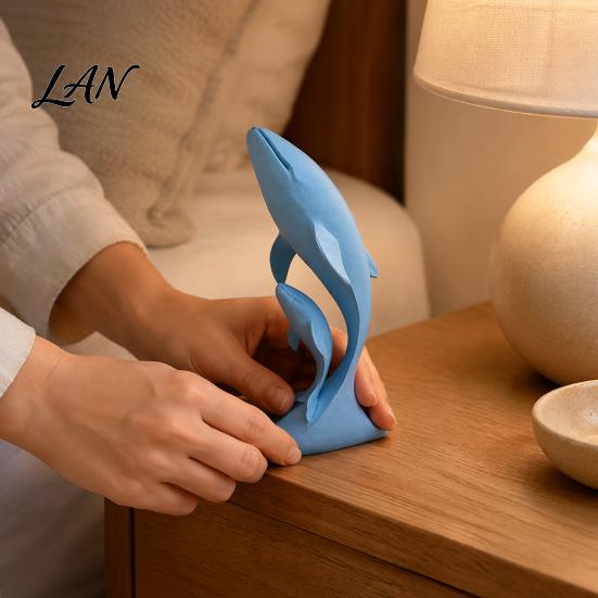 Modern Minimalist Home Accents 3D Printed Whale Ornaments, Mother And Child Figurines, Statue for Desktop Double Sculpture Office Decor Artistic