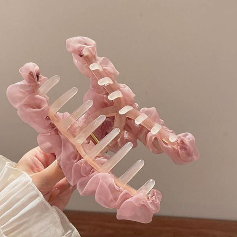 Mesh Pleated Hair Clip for Women Korea Simple Elegant Temperament Shark Clips Hairpin Girl Y2K New Headwear Hair Accessory French Style Shark Clip