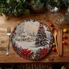 Tapis décoratif d'isolation thermique Rond Napperon de Noël 14 Pouces Motif festif Antidérapant Protecteur de table Table de maison de fête Protecteur de table Place pour
