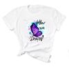 Tee Top Tshirt Fashion Clothes Women Watercolor Print Lady Female Clothing Butterfly Letter Short Sleeve Printing T Casual Cartoon Graphic T-shirt