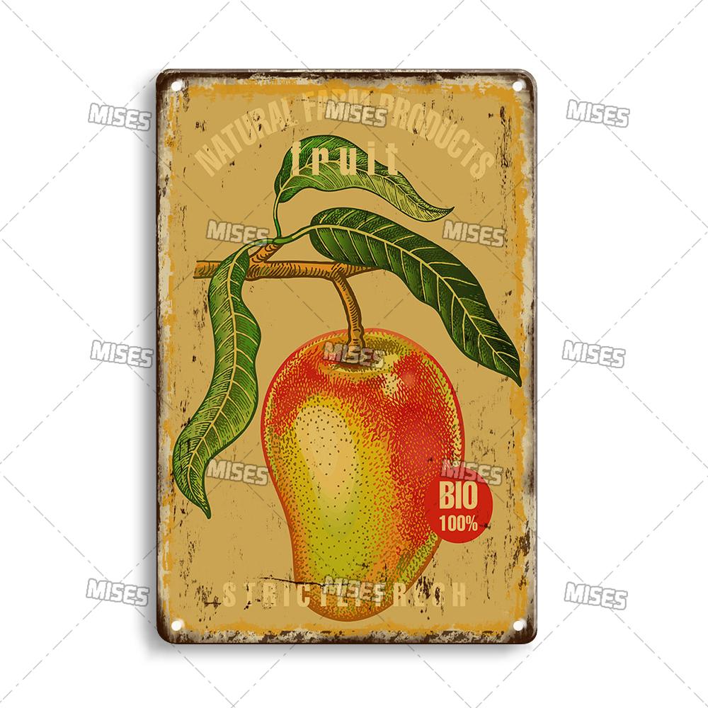 MISES Fruit And Vegetable Metal Poster Decorative Plate Kitchen Vintage Poster Home Bar Farm Industrial Decor Metal Tin Sign