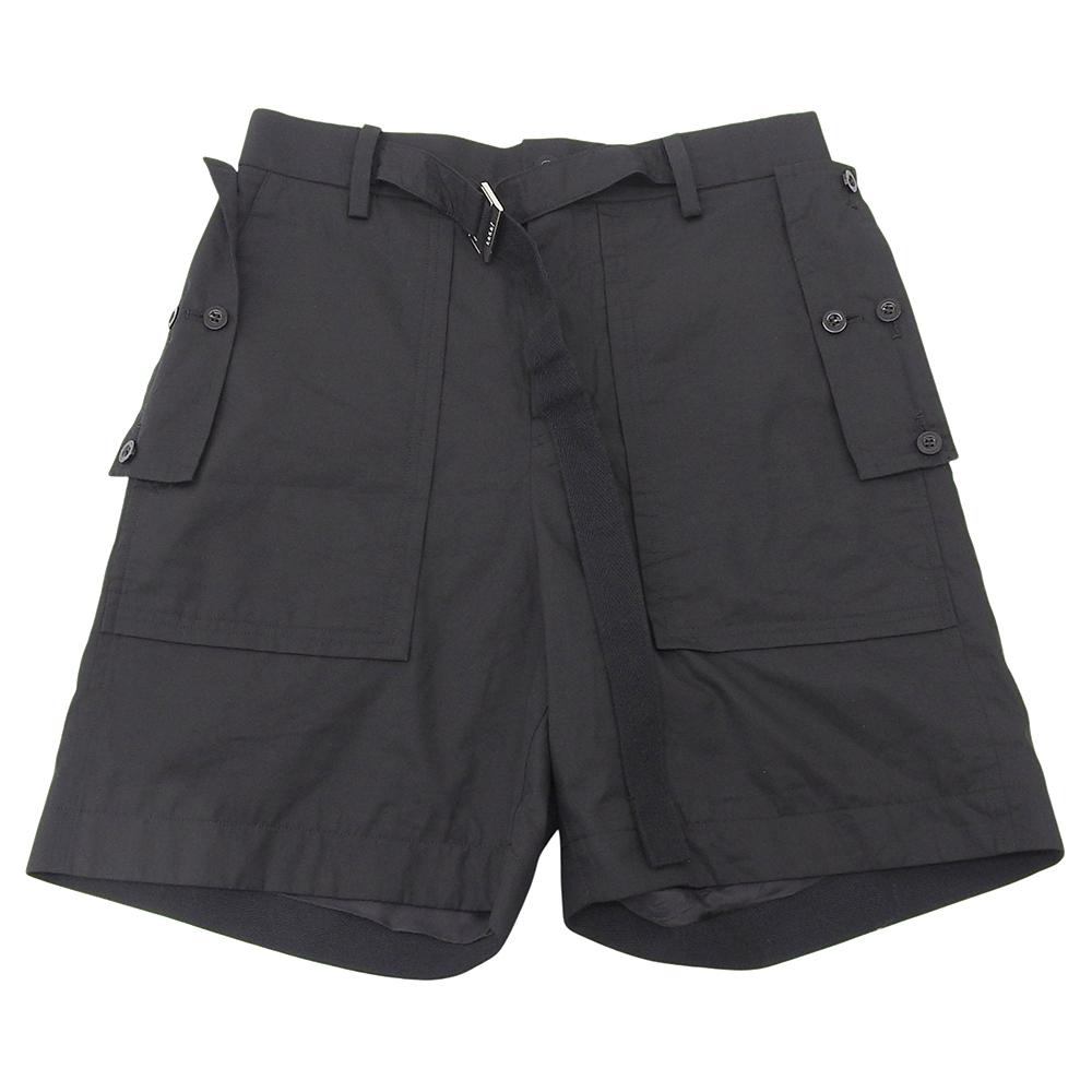 Sacai Unused Thomas Mason Men's Black 100% Cotton Shorts, Size 1, 23-03041M, Stainless Steel Bottoms 1 blackUsed