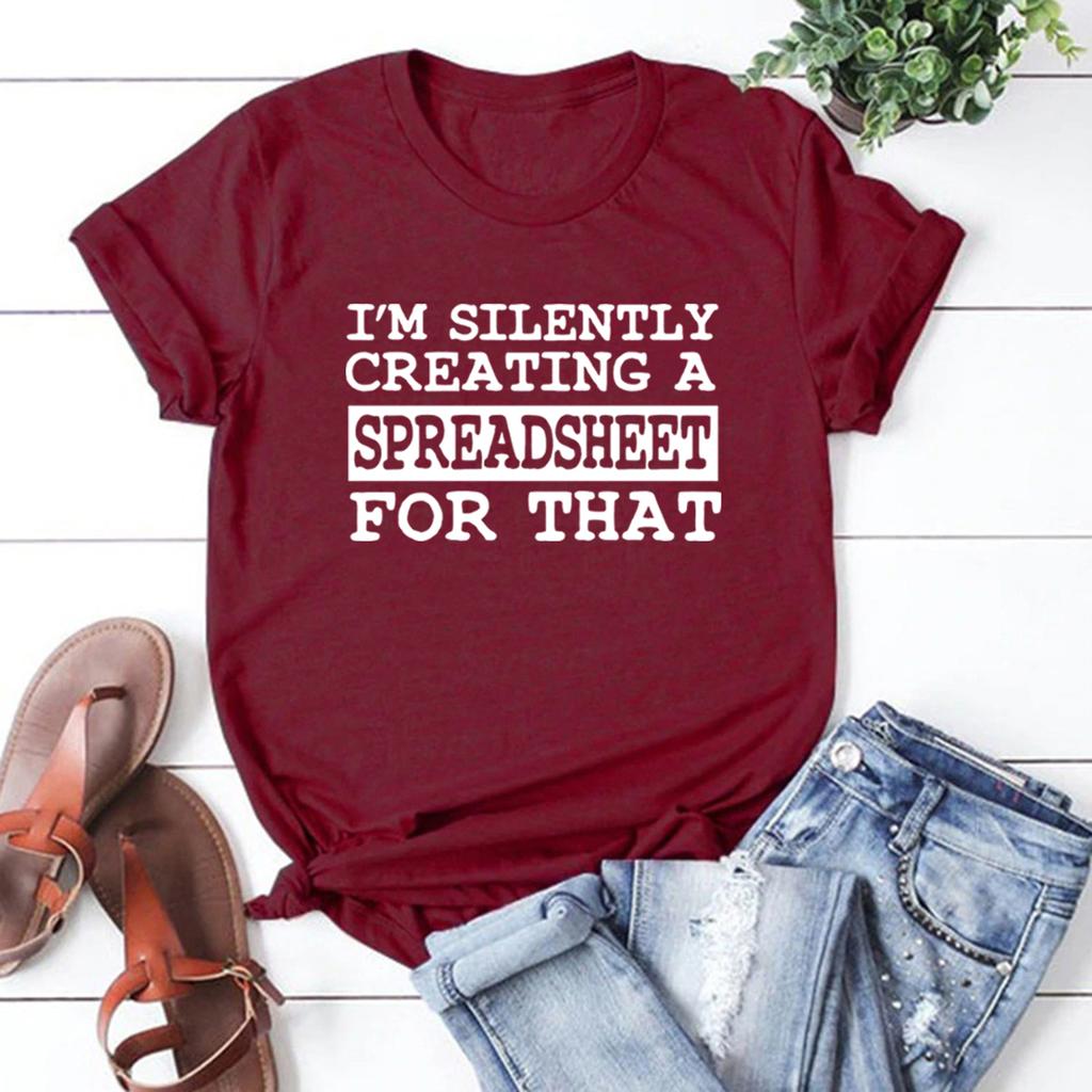 Creating Spreadsheet for That TShirt Data Analyst Tshirt Office Worker Tee Women Graphic T Shirts Short Sleeve Casual Tops