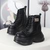 Fashion 12CM Microfiber Genuine Ankle Booties Chimney Shoes Genuine Leather Zipper Boots Women Autumn Motorcycle Spring Fashion